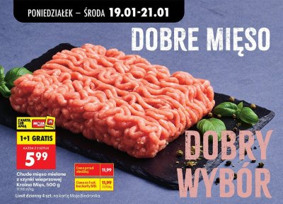 Mięso mielone chude z szynki wieprzowej Kraina Mięs promocja w Biedronka
