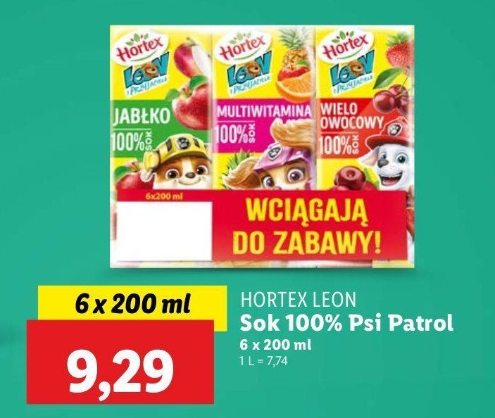 Sok jab艂ko + multiwitamina + wieloowocowy Hortex leon promocja