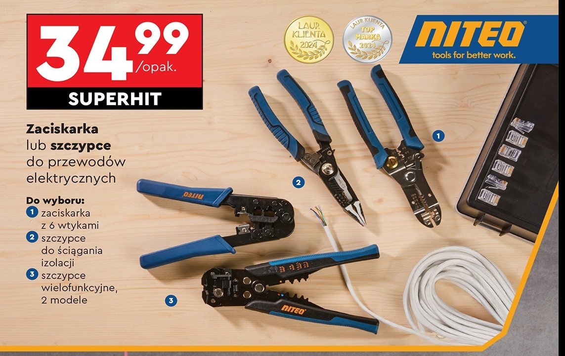 Zaciskarka z 6 wtykami Niteo tools promocja w Biedronka