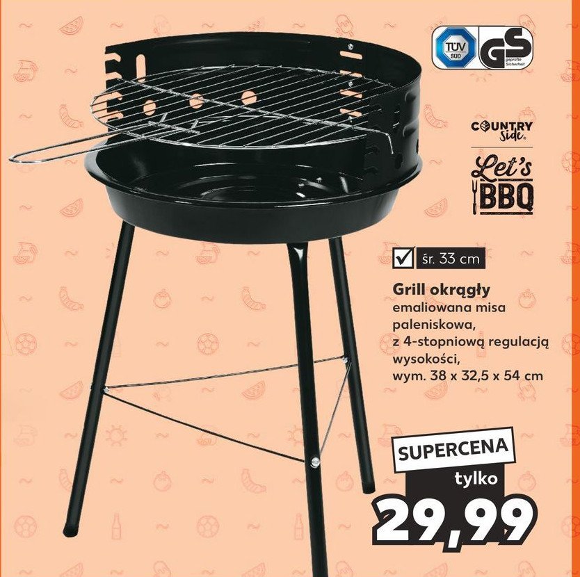 Grill okr膮g艂y crg33 a1 43 x 28 cm K-classic let's bbq promocja