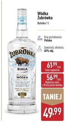 Wódka Żubrówka Biała promocja w Aldi