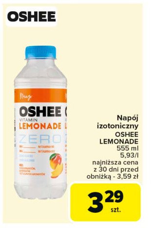 Napój mango zero Oshee vitamin lemonade promocja