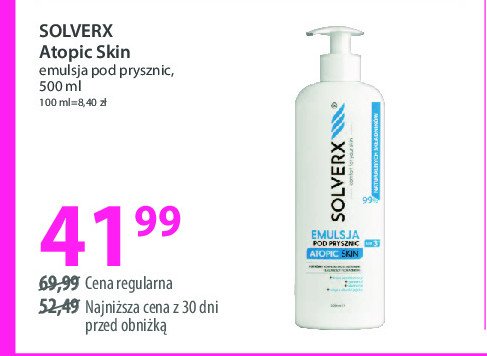 Emulsja myjąca pod prysznic atopic skin Solverx promocja