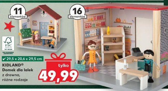 Domek dla lalek drewniany 29.5 x 20.6 x 29.5 cm Kidland promocja w Kaufland