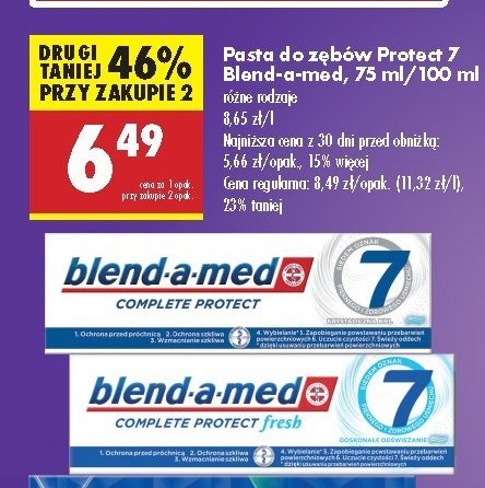 Pasta do zębów fresh Blend-a-med complete protect 7 promocja