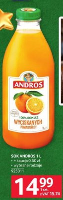 Sok ANDROS 1 l kaucja 0.50 zł wybrany rodzaje promocja w Selgros