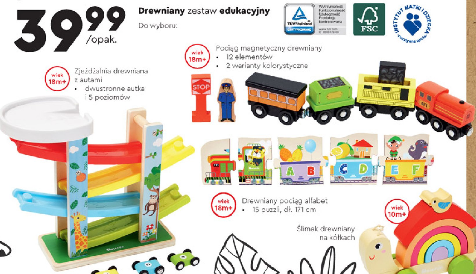 Poci膮g magnetyczny drewniany promocja