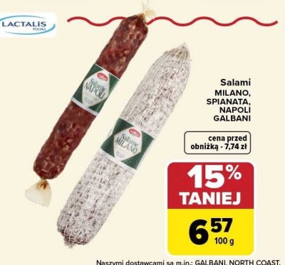 Salami MILANO, SPIANATA, NAPOLI GALBANI 100 g promocja w Carrefour Market