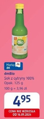 Sok dmBio Sok z cytryny 100% promocja w Drogerie DM