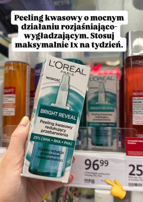 Peeling kwasowy Bright Reveal 25% AHA+BHA+PHA promocja w Rossmann