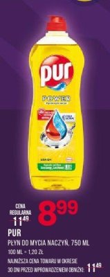Płyn PUR do mycia naczyń 750ml promocja w Drogerie Natura