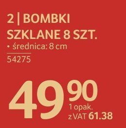 Bombki szklane 8 szt. średnica 8 cm promocja w Selgros
