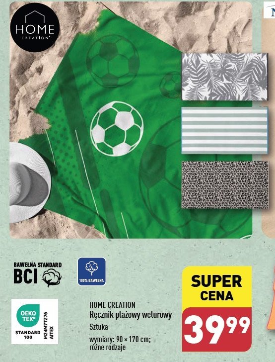 R臋cznik pla偶owy welurowy 93 x 170 cm Home creation promocja