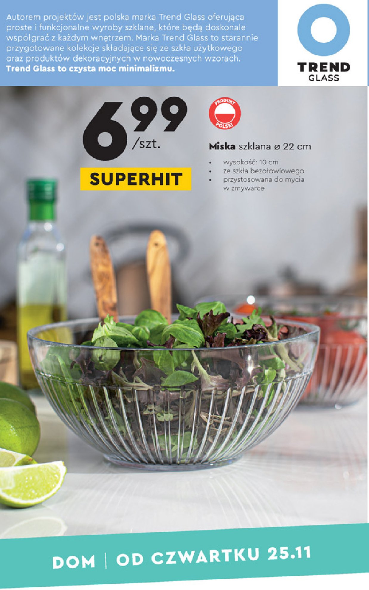Miska szklana 22 cm Trend glass promocja
