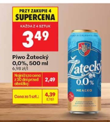 Piwo Żatecký 0,0%, 500 ml promocja w Biedronka