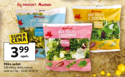 Miks sałat 120-140 g, różne rodzaje promocja w Auchan