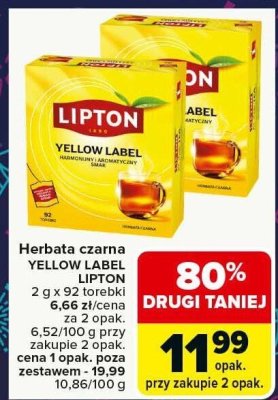 Herbata czarna Yellow Label Lipton promocja w Carrefour Market