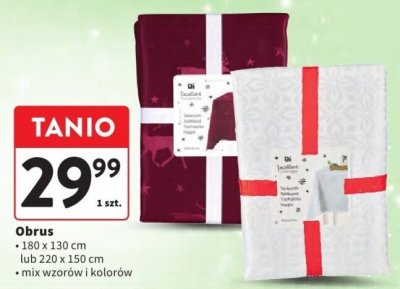 Obrus 180x130 cm lub 220x150 cm mix wzorów i kolorów promocja w Intermarche