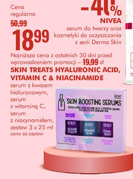 Zestaw serum do twarzy: hyaluronic acid + niacinamide + vitamin c Skin treats promocja w Super-Pharm