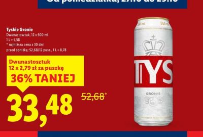 Piwo Tyskie Gronie 12 x 500 ml promocja w Lidl