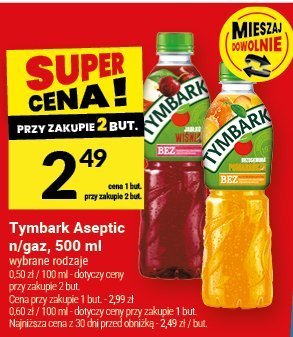Napój Tymbark Aseptic n/gaz 500ml różne rodzaje promocja w Twój Market