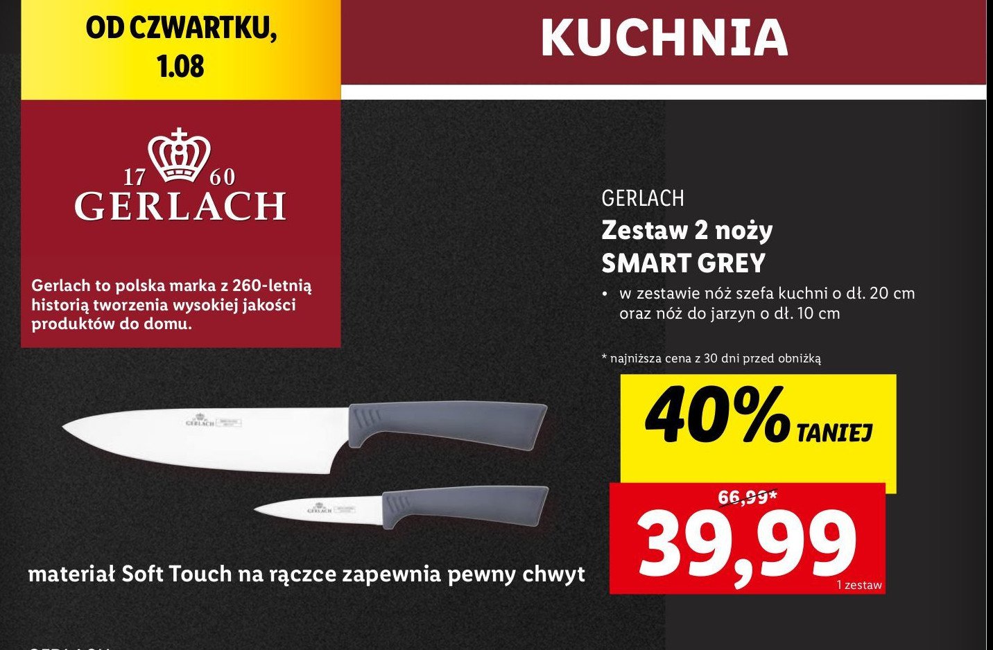 Komplet noży smart grey Gerlach promocja