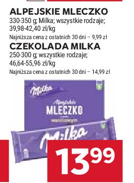 Czekolada mleczna Milka alpenmilch promocja