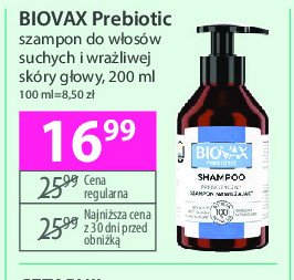 Szampon do włosów nawilżający Biovax prebiotic promocja w Rossmann
