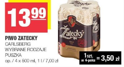 Piwo Żatecký Carlsberg wybrane rodzaje puszka promocja w SPAR