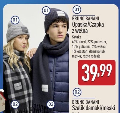 Opaska/czapka z wełną BRUNO BANANI promocja w Aldi