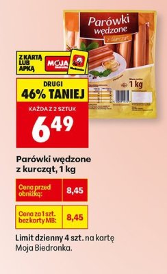 Parówki wędzone z kurcząt Moja Biedronka promocja w Biedronka