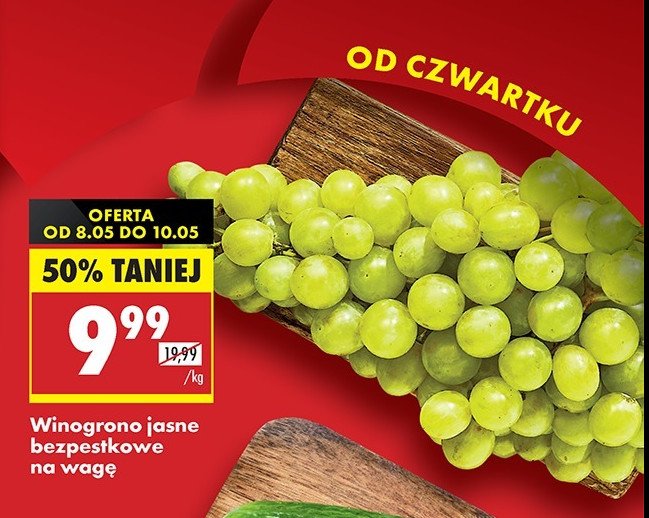 Winogrona jasne bezpestkowe promocja w Biedronka
