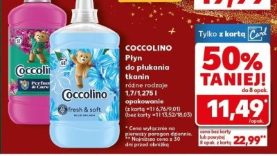 Płyn do płukania tkanin Coccolino różne rodzaje 1,7l/1,275l promocja w Kaufland