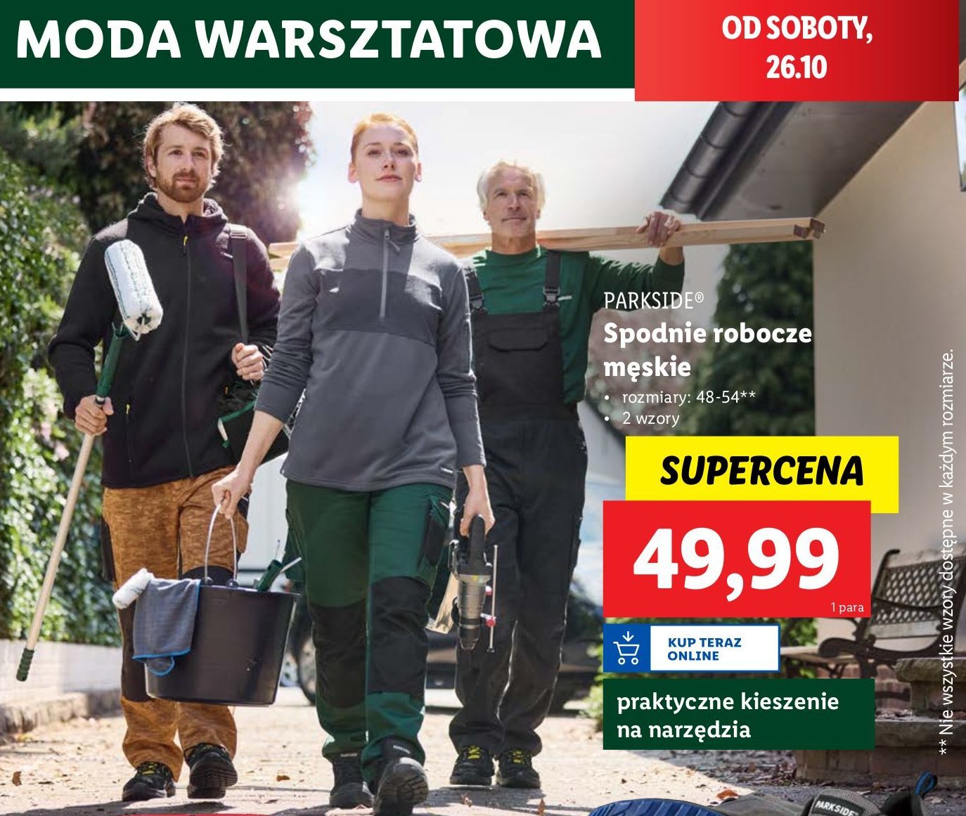 Spodnie robocze 48-54 Parkside promocja