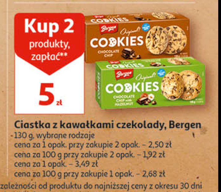 Ciastka z czekolad膮 i orzechami Bergen cookies promocja