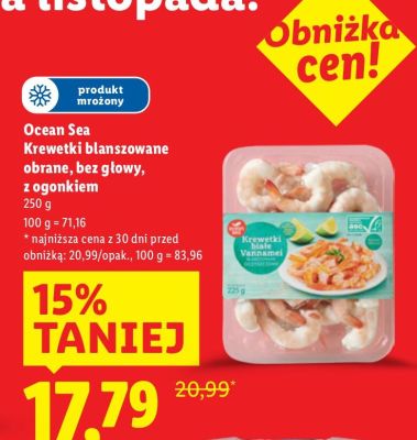 Krewetki blanszowane obrane, bez głowy, z ogonkiem promocja w Lidl