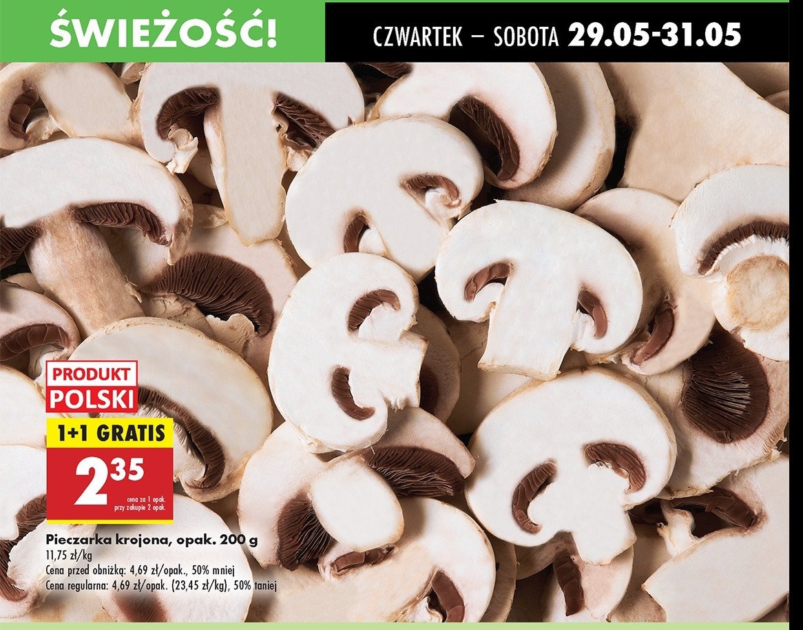 Pieczarki krojone promocja