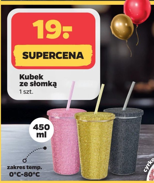 Kubek ze słomką 450 ml promocja