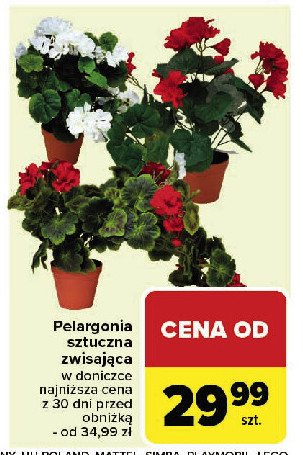 Pelargonia sztuczna 27 cm promocja w Carrefour Market