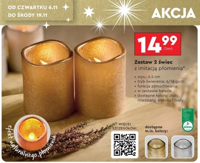 Zestaw 2 świec z imitacją płomienia wys. 6,5 cm promocja w Biedronka