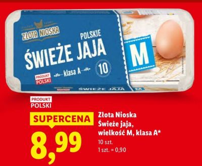 Jajka Złota Nioska Świeże jaja, wielkość M, klasa A+ promocja w Lidl