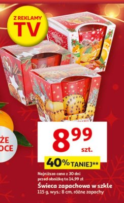 Świeca zapachowa w szkle 115 g, wys. 8 cm, różne zapachy promocja w Auchan