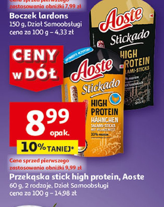 Przekąska stick high protein salami Aoste promocja