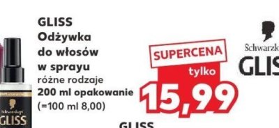 Odżywka do włosów Gliss w sprayu różne rodzaje 200 ml opakowanie promocja w Kaufland