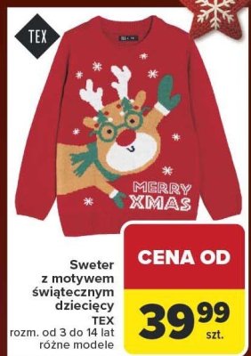 Sweter dziecięcy z motywem świątecznym, różne modele promocja w Carrefour