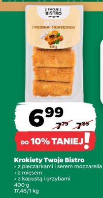 Krokiety Twoje Bistro z pieczarkami i serem mozzarella z kapustą z pieczarkami z kapustą i grzybami promocja w Netto