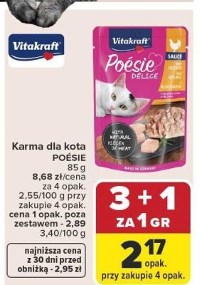 Karma dla kota Vitakraft Poésie Delice z kurczakiem w sosie promocja w Carrefour