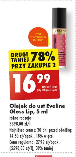 Olejek do ust czerwony Eveline gloss lip oil promocja