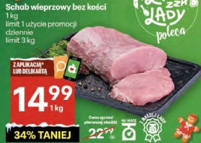 Schab wieprzowy bez kości Auchan promocja w Delikatesy Centrum