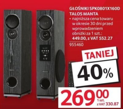 Głośniki TALOS MANTA SPK8081X160D promocja w Selgros